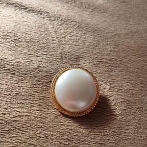 Vintage Bridal Brooch L'image Faux Round Pearl Gold Tone